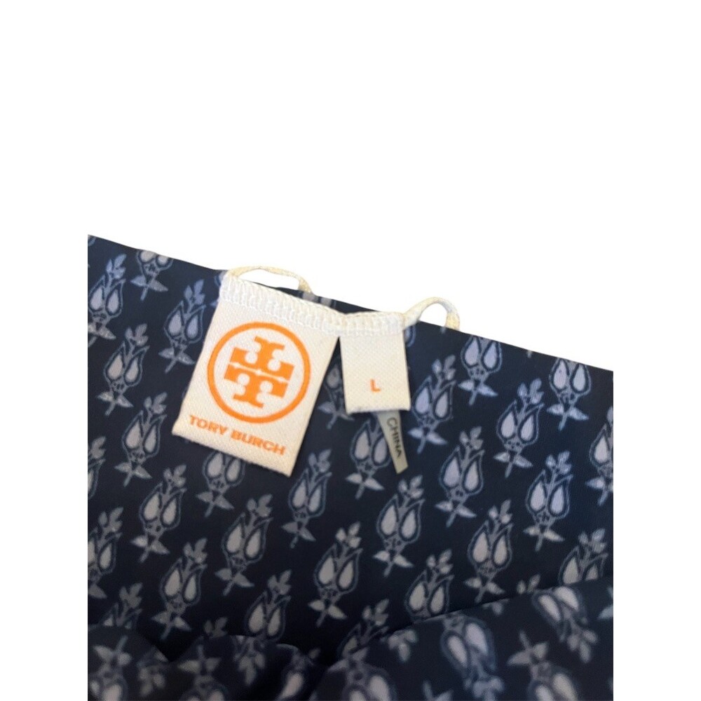 Tory Burch Bikini Bottom Womens Size L Navy White Floral Reversible - Picture 3 of 6